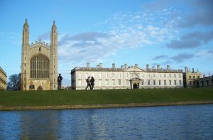 Picture of King's College, Cambridge, from the river.