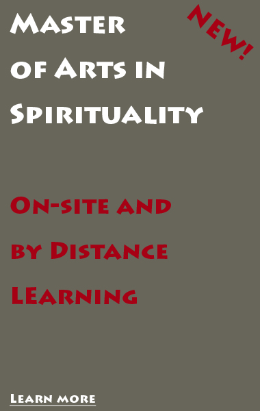 Text reading: Master of Arts in spirituality, on-site and by distance learning.