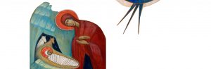 Stylised fragment of icon of nativity.