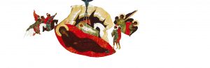 Fragmented graphic based on an Orthodox icon of the Nativity.